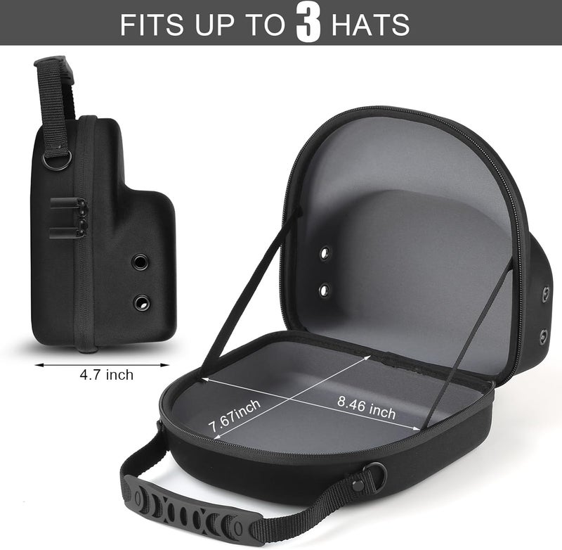 GERMUN Hard baseball hat case, Hat Carrier Travel Case with Adjustable Shoulder Strap, Hat cap case for 3 Baseball Caps - Perfect for Traveling & At-Home Storage (Black with Grey) - Image 3